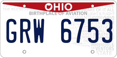 OH license plate GRW6753