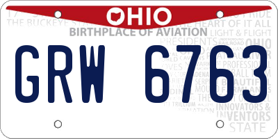 OH license plate GRW6763
