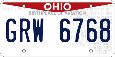 OH license plate GRW6768