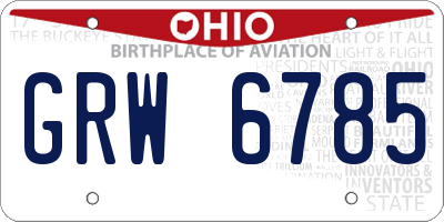 OH license plate GRW6785
