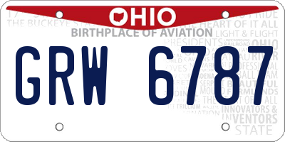 OH license plate GRW6787