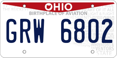 OH license plate GRW6802