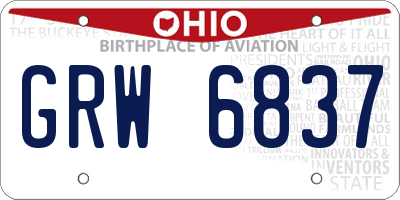 OH license plate GRW6837