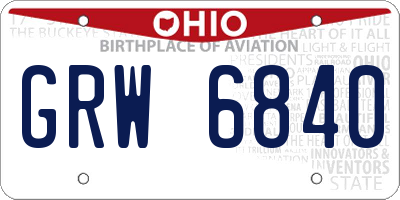 OH license plate GRW6840