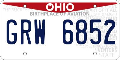OH license plate GRW6852