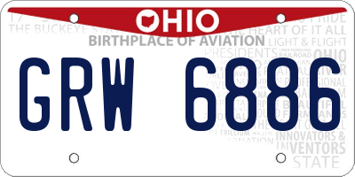 OH license plate GRW6886