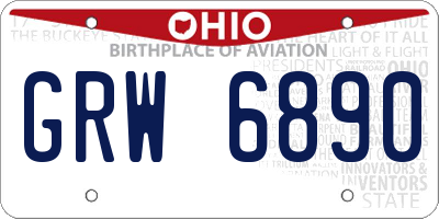 OH license plate GRW6890