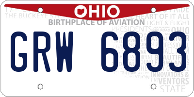 OH license plate GRW6893