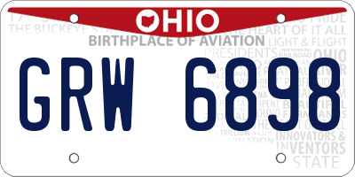 OH license plate GRW6898