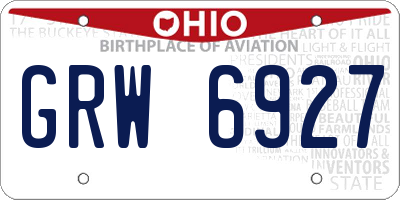 OH license plate GRW6927