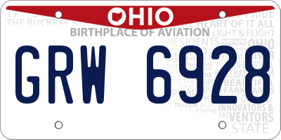 OH license plate GRW6928