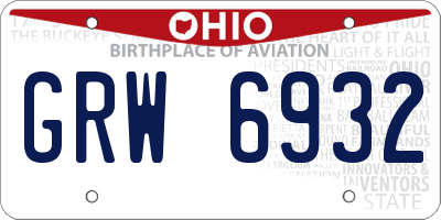 OH license plate GRW6932