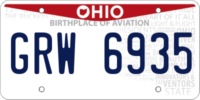OH license plate GRW6935