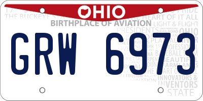 OH license plate GRW6973