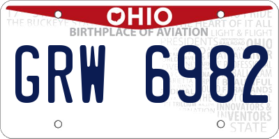 OH license plate GRW6982