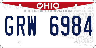 OH license plate GRW6984