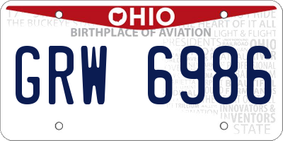 OH license plate GRW6986