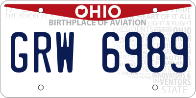 OH license plate GRW6989