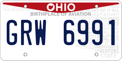 OH license plate GRW6991
