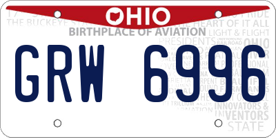 OH license plate GRW6996