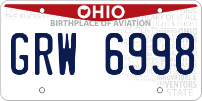 OH license plate GRW6998