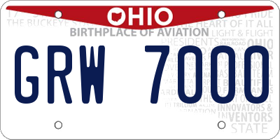 OH license plate GRW7000