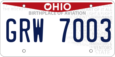 OH license plate GRW7003