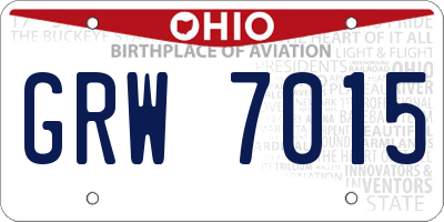 OH license plate GRW7015