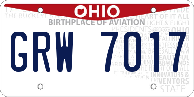 OH license plate GRW7017