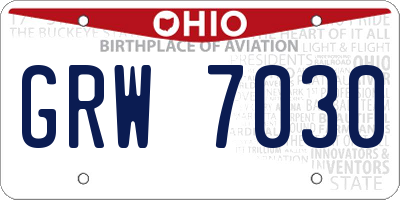 OH license plate GRW7030