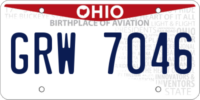 OH license plate GRW7046