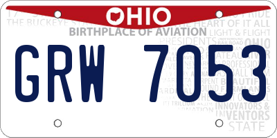 OH license plate GRW7053