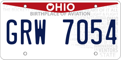 OH license plate GRW7054
