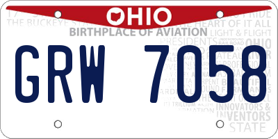 OH license plate GRW7058