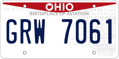 OH license plate GRW7061