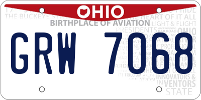 OH license plate GRW7068