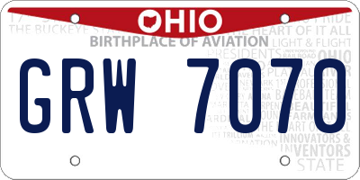 OH license plate GRW7070