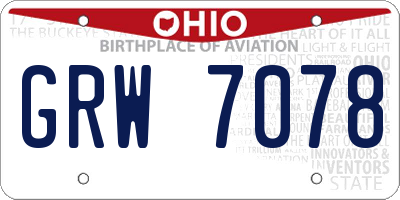 OH license plate GRW7078