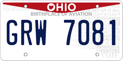 OH license plate GRW7081