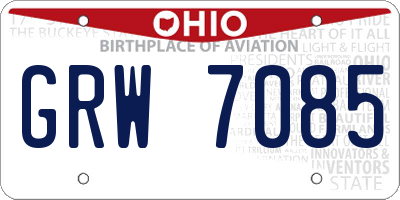 OH license plate GRW7085