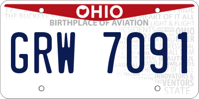OH license plate GRW7091