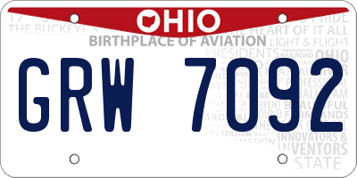 OH license plate GRW7092