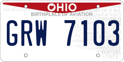 OH license plate GRW7103