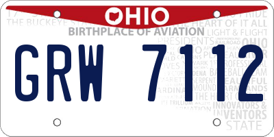 OH license plate GRW7112