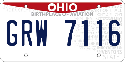 OH license plate GRW7116
