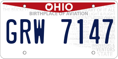 OH license plate GRW7147