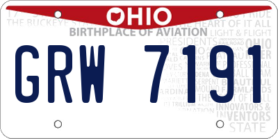 OH license plate GRW7191