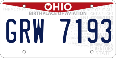 OH license plate GRW7193