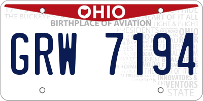 OH license plate GRW7194