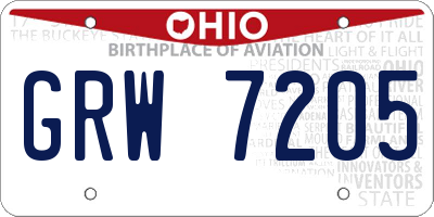 OH license plate GRW7205
